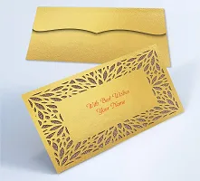Brown Cloud Customised Exclusive Elegant Designer Laser-Cut Shagun/Money/Gift Envelope/Cover/Lifafa for Gift/Festival with Personalized Text Message/Name (Golden DBrown 001) (Pack of 6)-thumb1