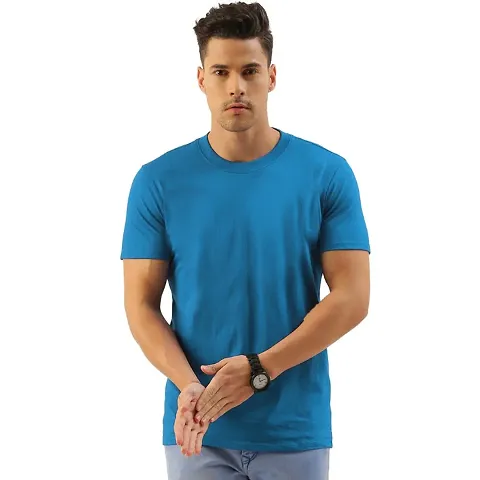 Men Round Neck Plain Half Sleeves Tshirt