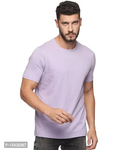 Men Round Neck Plain Cotton Half Sleeves Tshirt-thumb0