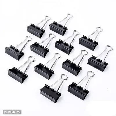 Se Online Binder Clip for Paper Holding Office,Home,School Metal Black Size 19mm (Pack of 12) (19mm)-thumb0