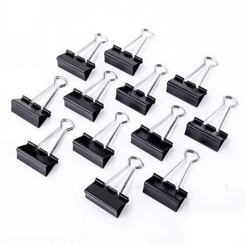 Se Online Binder Clip for Paper Holding Office,Home,School Metal Black Size 19mm (Pack of 12) (19mm)