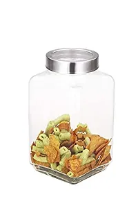 500 ml Cube Jar Round Glass Storage Containers Jar with Silver Air Tight Rust Proof Lid-thumb2