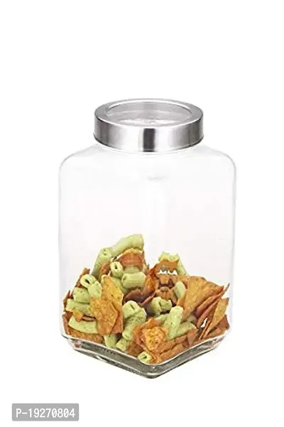 500 ml Cube Jar Round Glass Storage Containers Jar with Silver Air Tight Rust Proof Lid-thumb3