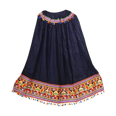 SAUDEEP INDIA Women Ethnic Gujrati Embroidered Border Cotton Rayon Long Skirt Lehenga