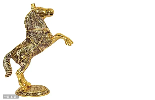 Saudeep India Trading Corporation Jumping Horse Figurine Lucky for Home Office and Business Feng Shui and Vastu Suggested Item (21x6.5x37 cm, Cream and Gold)-thumb0