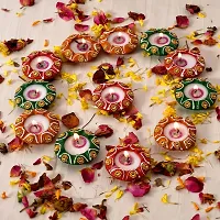 Saudeep India Decorative Flower Wax Diyas/Colourful Diya Set/Diya for Diwali (Pack of 24)-thumb3