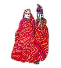 Saudeep India Rajasthani Wood Puppets, Kathputli Pair-thumb3