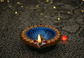 Saudeep India Diwali Diyas | Traditional Handmade Terracotta Clay Diya | Mitti Deepak Decorate for Diwali | Diya for Puja | Diwali Home Decoration Diya (Set of 4, Multicolor)-thumb2