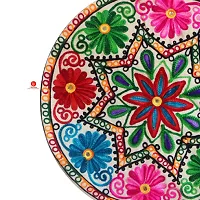 Saudeep India Round Rajasthani Ethnic Embroidered Khadi Cushion Cover, 16x16 Inch Pack of 1(pt3_cushioncover_po1)-thumb4