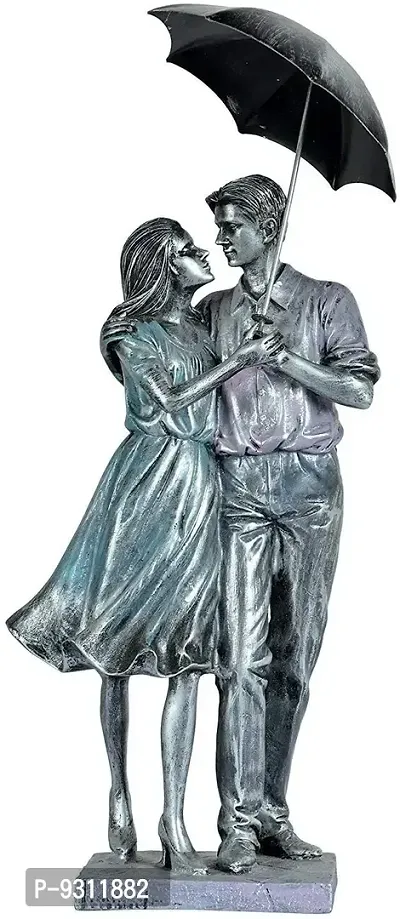 Saudeep India Trading Corporation Polyester Valentine's Day Gifts Love Couple with Umbrella Showpiece Statue for Girlfriend, Boyfriend, Wife, Husband (Standard)-thumb2