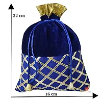 SAUDEEP INDIA Women's Potli Bag | Designer Rajasthani Style Royal Velvet Potli Batwa Bag Bridal Purse Women Handbag Shagun Pouch Return Gifts (Pack of 7)-thumb3