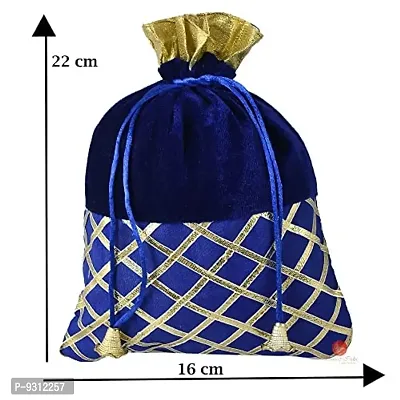 SAUDEEP INDIA Women's Potli Bag | Designer Rajasthani Style Royal Velvet Potli Batwa Bag Bridal Purse Women Handbag Shagun Pouch Return Gifts (Pack of 7)-thumb4
