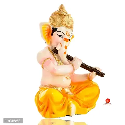 Saudeep India, Handcrafted Resine Little Ganesh Sculpture | Showpiece for Home  Office Decor (New Ganesh Flute)-thumb5