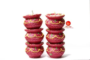 Saudeep India Diwali Diyas | Traditional Handmade Terracotta Clay Diya | Mitti Deepak Decorate for Diwali | Diya for Puja | Diwali Home Decoration Diya (Set of 6, Multicolor)-thumb3