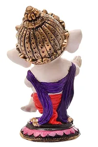 SAUDEEP INDIA Resin Ganesh Idol, Standard, Blue, Orange, 1 Piece-thumb3