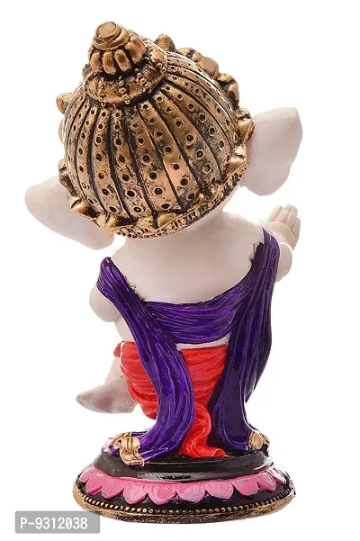 SAUDEEP INDIA Resin Ganesh Idol, Standard, Blue, Orange, 1 Piece-thumb4
