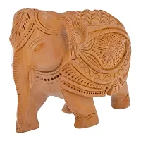 Saudeep India's Wooden handicraft home decor elephant showpiece 4 inch (12 cm * 5 cm * 10 cm , Brown) Appu Handmade Decorative Elephant Carving Jaipuri Rajasthani Good for home  Locker business Fang sue Indian Vastu-thumb1