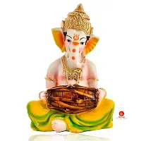 Saudeep India, Handcrafted Resine Little Ganesh Sculpture | Showpiece for Home  Office Decor (New Ganesh Dhol)-thumb1