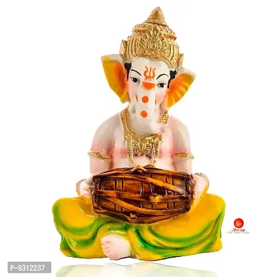 Saudeep India, Handcrafted Resine Little Ganesh Sculpture | Showpiece for Home  Office Decor (New Ganesh Dhol)-thumb2