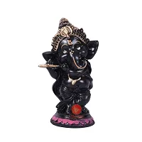 Saudeep India, Hand Made Resine Little Ganesh with Flute Sculpture | Showpiece for Home  Office Decor-thumb1