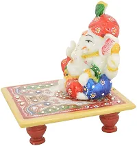 Saudeep India Trading Corporation Marble Chowki Ganesh (10 cm x 10 cm, Set of 50, SIWCPA035(1))-thumb1