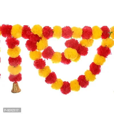 Saudeep India Traditional Marigold Fluffy Flowers Garlands Toran for Door Hanging Home Decoration for Main Door - Ideal for Traditional, Inauguration Parties, Festivals, Diwali (Pattern 04)-thumb5