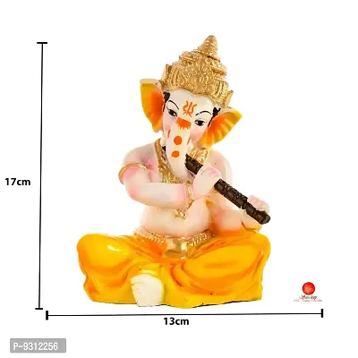 Saudeep India, Handcrafted Resine Little Ganesh Sculpture | Showpiece for Home  Office Decor (New Ganesh Flute)-thumb2