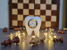 SAUDEEP INDIA Tooth Shape Dentist Desk Marble Table Clock for Decor and Paper Weight, Ideal for Dentists and Doctors- Multicolour-thumb4