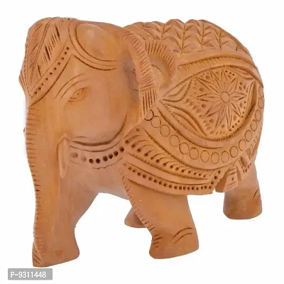 Saudeep India Trading Corporation Wooden Elephant, Handicraft, Home D?cor, Showpiece 4 inch (12 cm * 5 cm * 10 cm, Brown)-thumb2