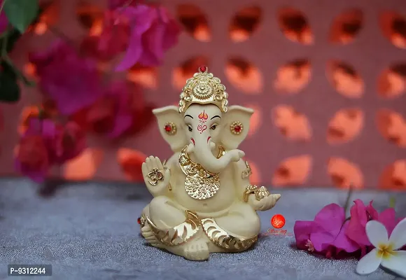 Saudeep India, Handcrafted Resine Little Ganesh Sculpture | Showpiece for Home  Office Decor (Gold Ganesha Necklace)