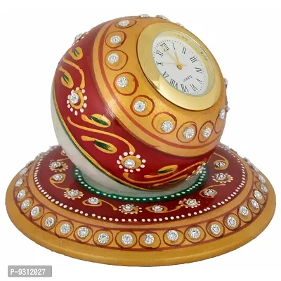 Saudeep India Trading Corporation Marble Round Clock with Plate-thumb2