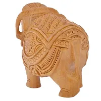 Saudeep India's Wooden handicraft home decor elephant showpiece 4 inch (12 cm * 5 cm * 10 cm , Brown) Appu Handmade Decorative Elephant Carving Jaipuri Rajasthani Good for home  Locker business Fang sue Indian Vastu-thumb2