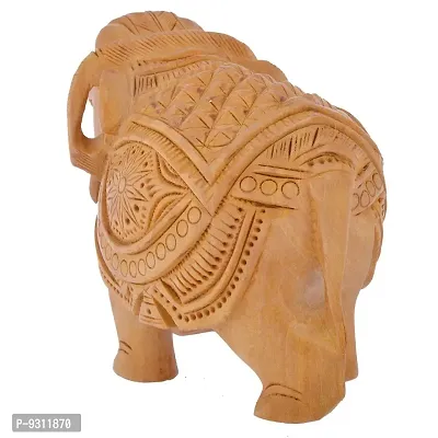 Saudeep India's Wooden handicraft home decor elephant showpiece 4 inch (12 cm * 5 cm * 10 cm , Brown) Appu Handmade Decorative Elephant Carving Jaipuri Rajasthani Good for home  Locker business Fang sue Indian Vastu-thumb3