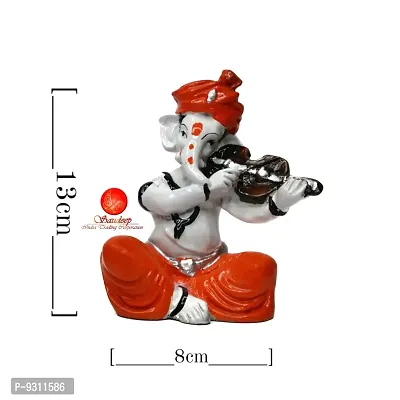 Saudeep India, Handcrafted Resine Little Ganesh Sculpture | Showpiece for Home  Office Decor (Violin Ganesh)-thumb2