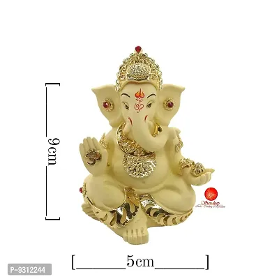 Saudeep India, Handcrafted Resine Little Ganesh Sculpture | Showpiece for Home  Office Decor (Gold Ganesha Necklace)-thumb3