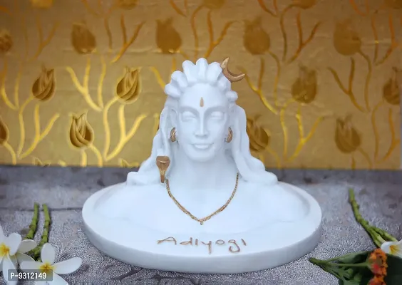 Saudeep India Adiyogi Shiva Murti | Lord Shiva Figurine | Polyresin Mahadev Idol Shankara Pooja  Gift Showpiece Items for Home Decor, Temple Puja Mandir Decoration (White)-thumb0