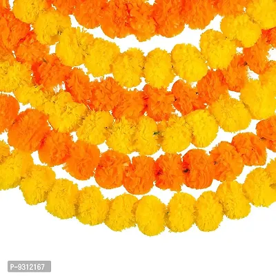 Saudeep India Traditional Marigold Fluffy Flowers Garlands Toran for Door Hanging Home Decoration for Main Door - Ideal for Traditional, Inauguration Parties, Festivals, Diwali(Pattern 06)-thumb4