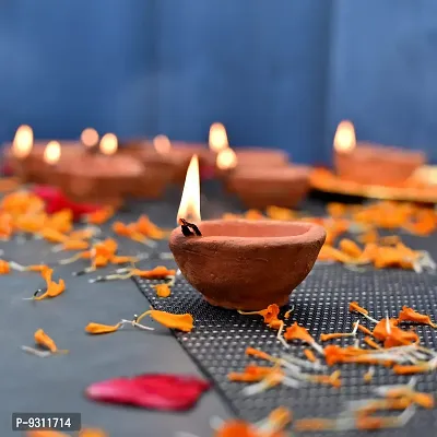 Saudeep India Diya for Puja | Clay | Diya Holder Decorative | Diya Lamps for Pooja | Diwali Gifts and Decoration mitti Diya for Diwali Decoration(Set of 21 Handmade)-thumb3