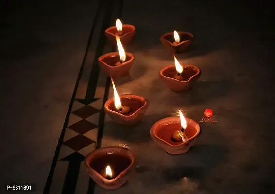 Saudeep India Diya for Puja | Clay | Diya Holder Decorative | Diya Lamps for Pooja | Diwali Gifts and Decoration mitti Diya for Diwali Decoration(Set of 31 Handmade)-thumb4