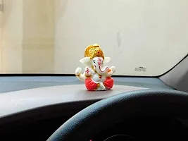 Saudeep India Polyresin Meditating Lord Ganesha Idols for Home Decor, car Dashboard (Export Quality)-thumb1
