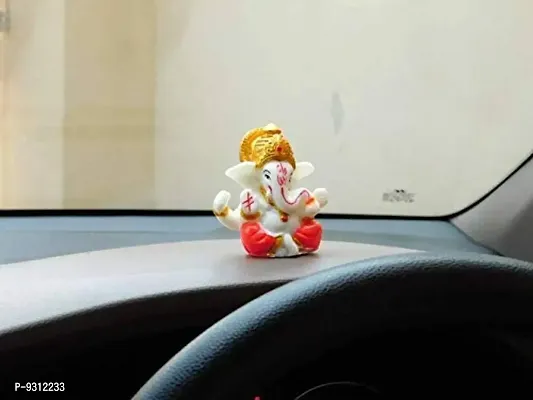 Saudeep India Polyresin Meditating Lord Ganesha Idols for Home Decor, car Dashboard (Export Quality)-thumb2