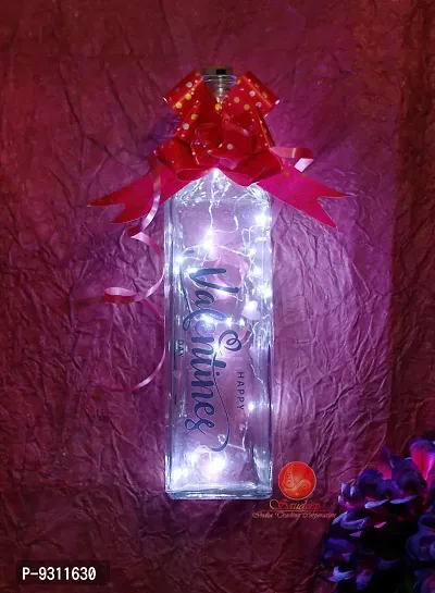 Saudeep India Battery Operated Happy Valentine's Day Bottle with 2 m/6.6 ft 20 LED Cork Light with Wire String (Multicolour)