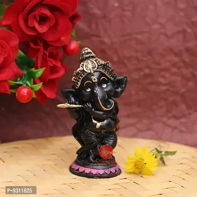 Saudeep India, Hand Made Resine Little Ganesh with Flute Sculpture | Showpiece for Home  Office Decor