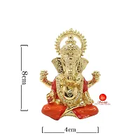 Saudeep India Handcrafted Resine Little Ganesh Sculpture | Showpiece for Home  Office Decor (Ganesha Gold-Red)-thumb2