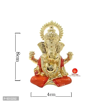 Saudeep India Handcrafted Resine Little Ganesh Sculpture | Showpiece for Home  Office Decor (Ganesha Gold-Red)-thumb3