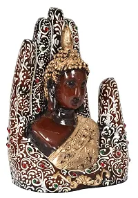 Saudeep India Palm Buddha Showpiece Polyresin Figurine | Buddha Statue for Home Decor | Buddha Idol for House Warming (12.5x7.5x17.5cm)-thumb2