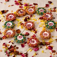 Saudeep India Decorative Designer Matki Diya/Colourful Diya Set/Diya for Diwali(Pack of 12)-thumb3