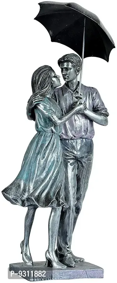 Saudeep India Trading Corporation Polyester Valentine's Day Gifts Love Couple with Umbrella Showpiece Statue for Girlfriend, Boyfriend, Wife, Husband (Standard)-thumb5
