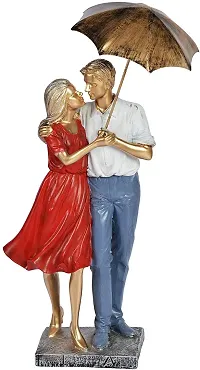 Saudeep India Trading Corporation Polyester Love Couple with Umbrella Showpiece (White and Red)-thumb4