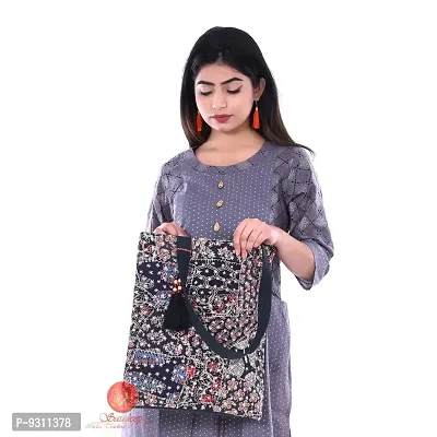 Saudeep India Hand Made Printed Ikat Traditional Shoulder Hand Bag For Women (Bag02)-thumb2